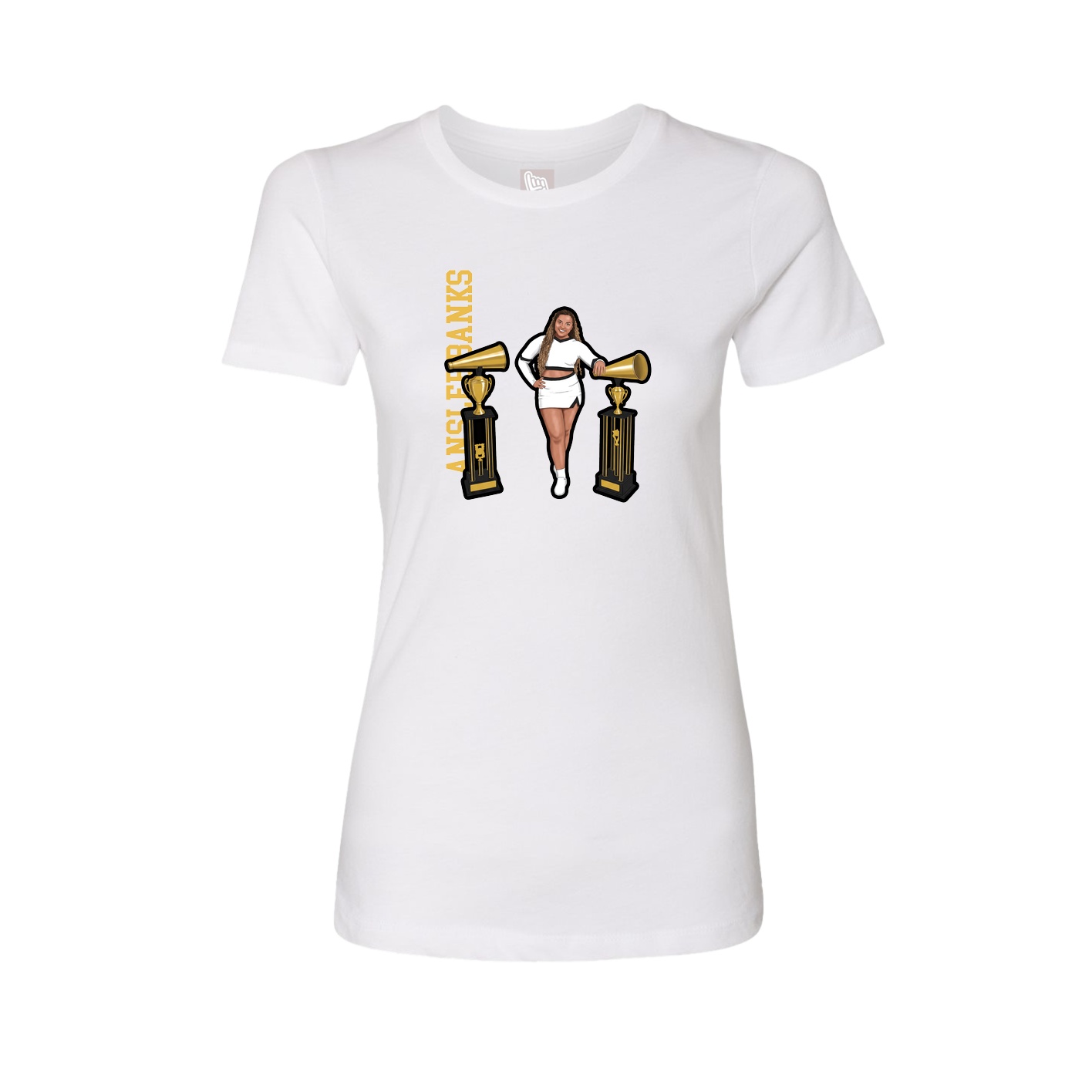 Fitted Women's Tee — Name Vertical in White