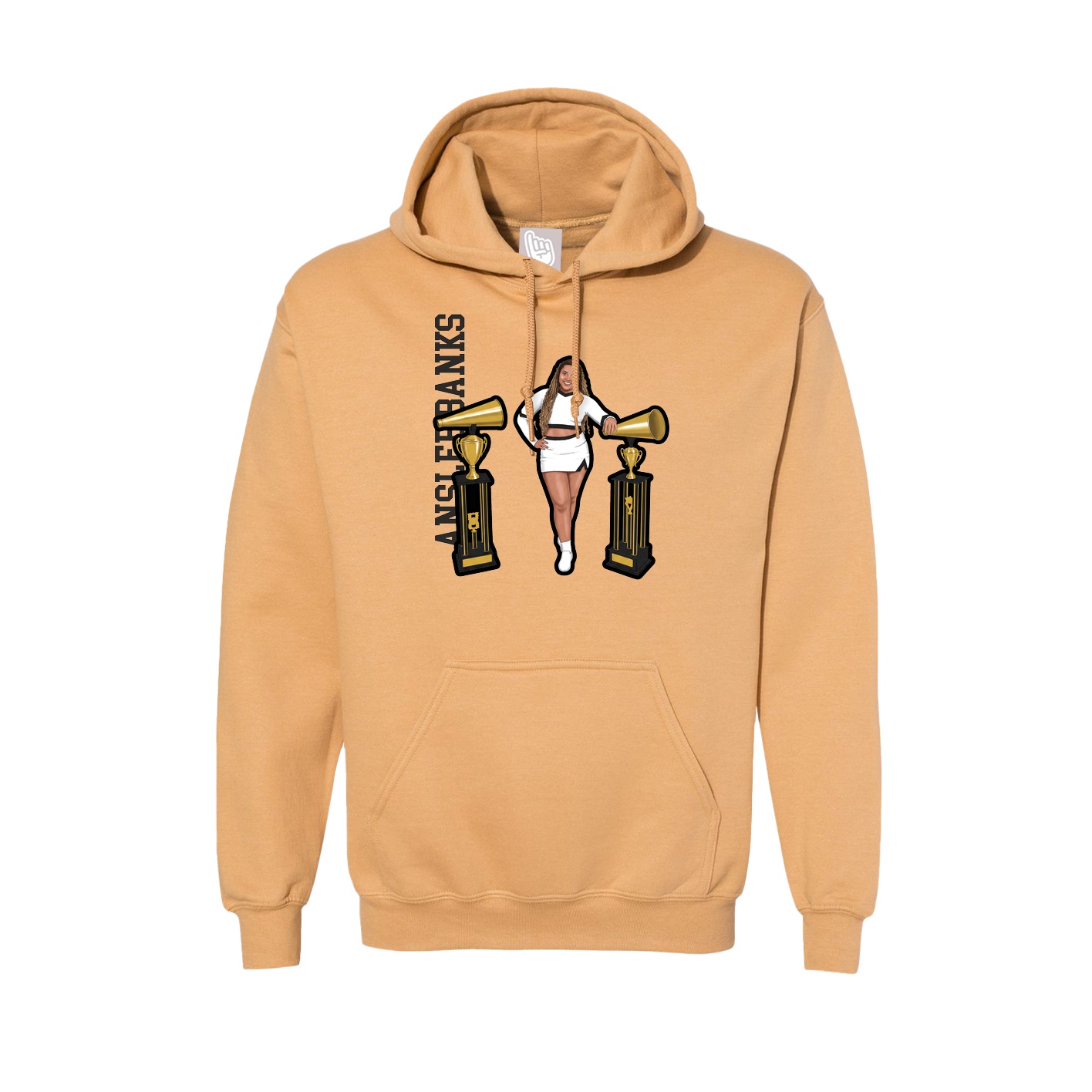Hoodie — Name Vertical in Vegas Gold