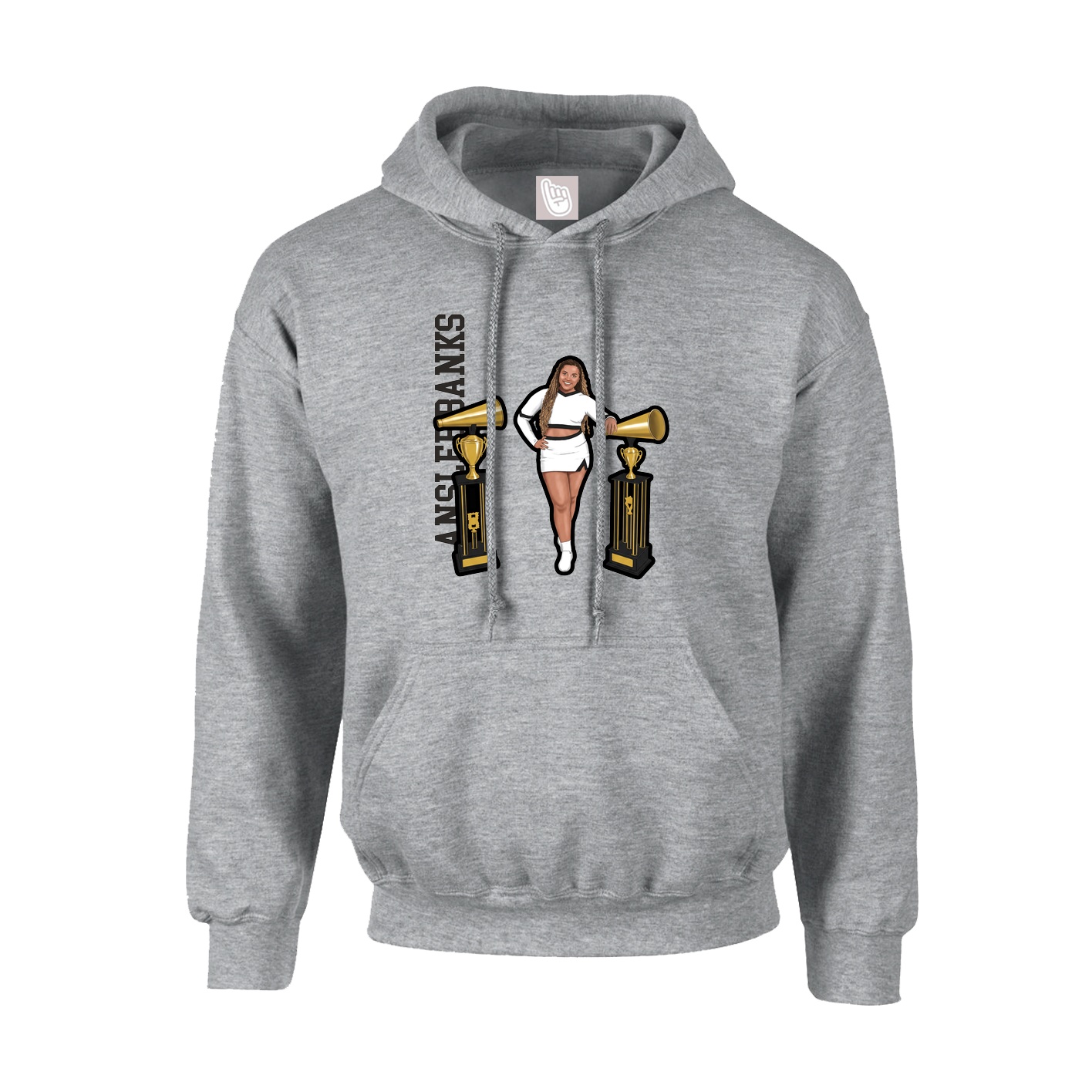 Youth Hoodie — Name Vertical in Grey