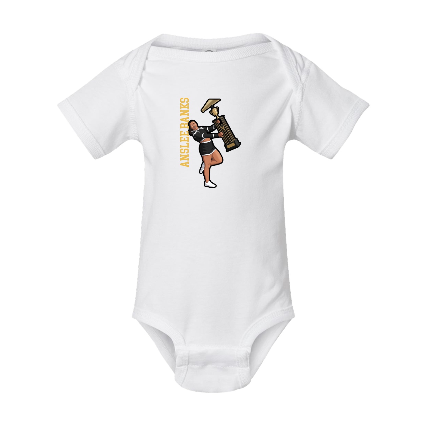 Baby Onesie — Name Vertical in White