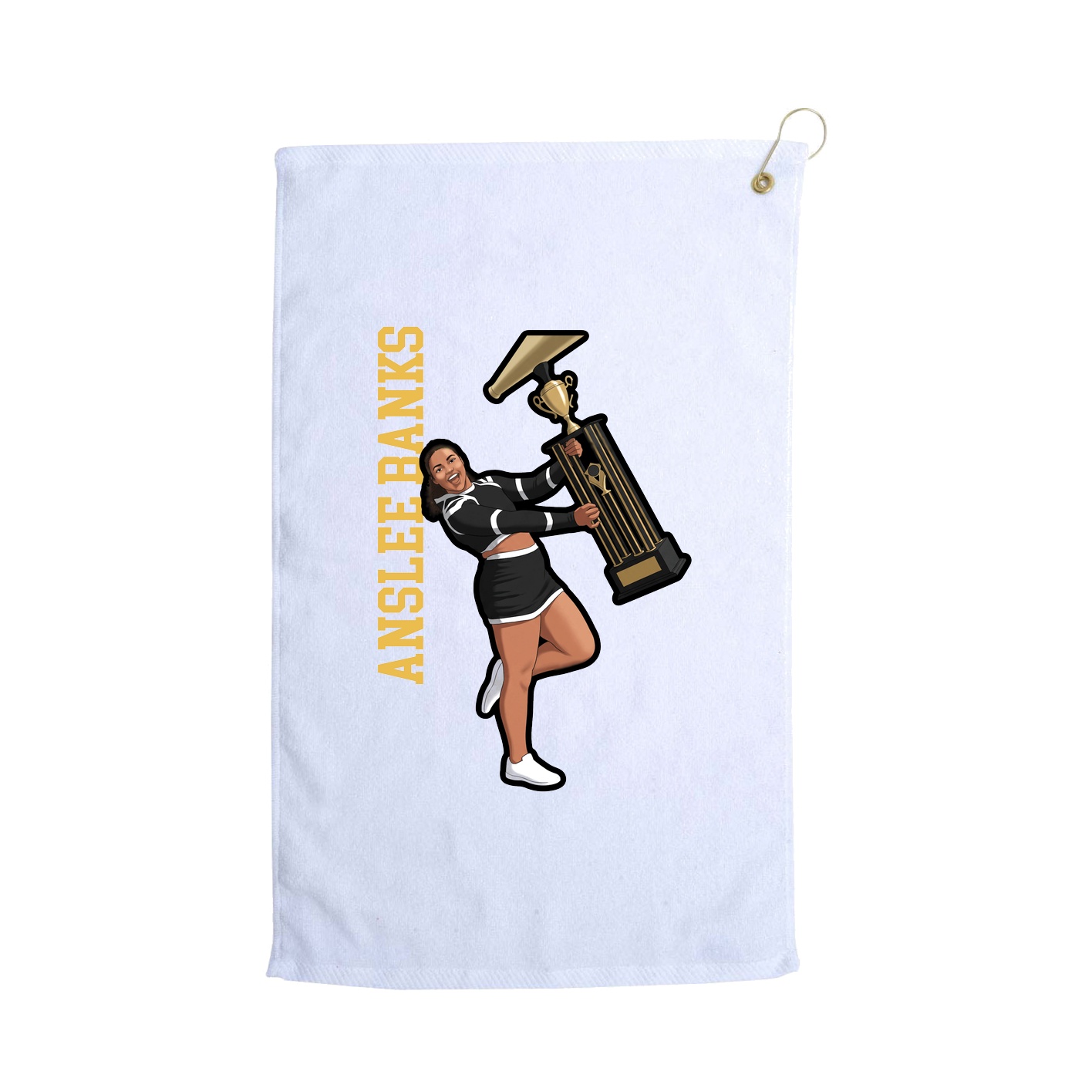 Golf Towel — Name Vertical in White
