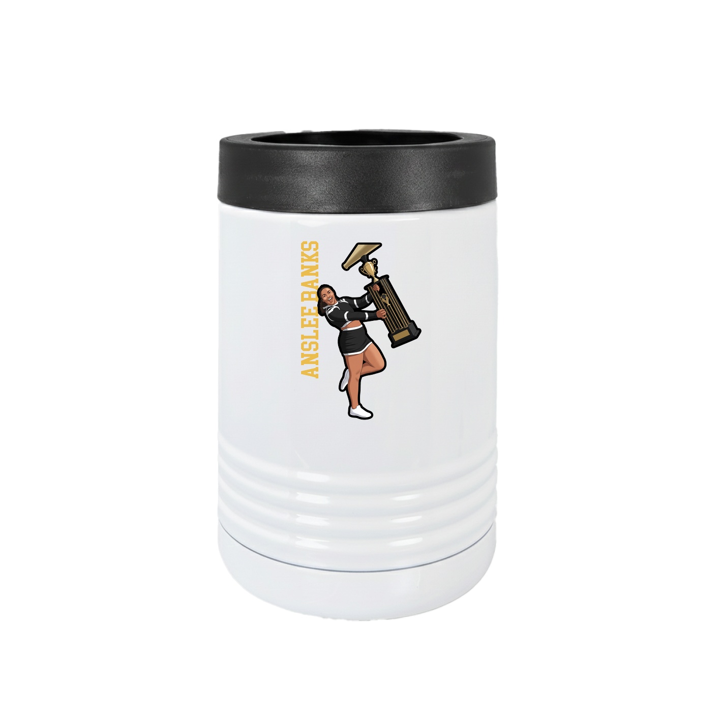 Beverage Holder — Name Vertical in White