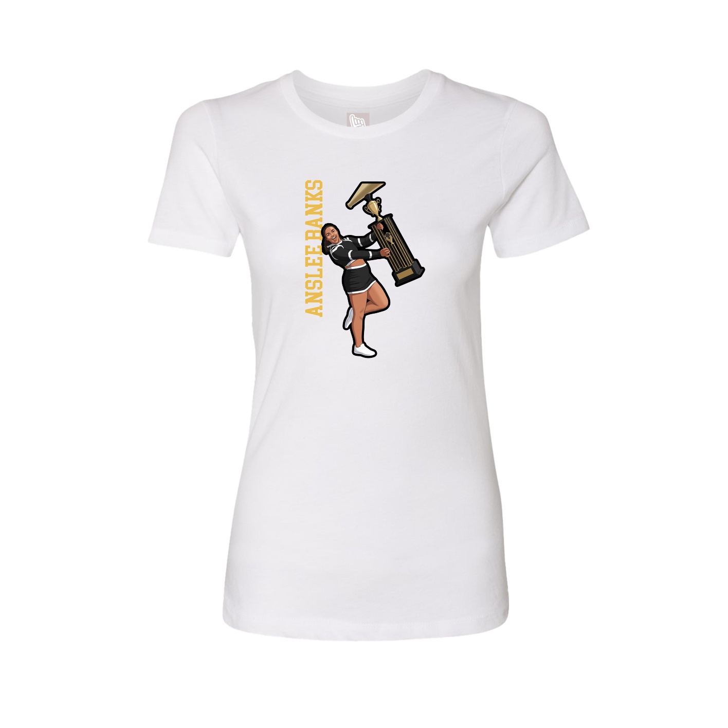 Fitted Women's Tee — Name Vertical in White