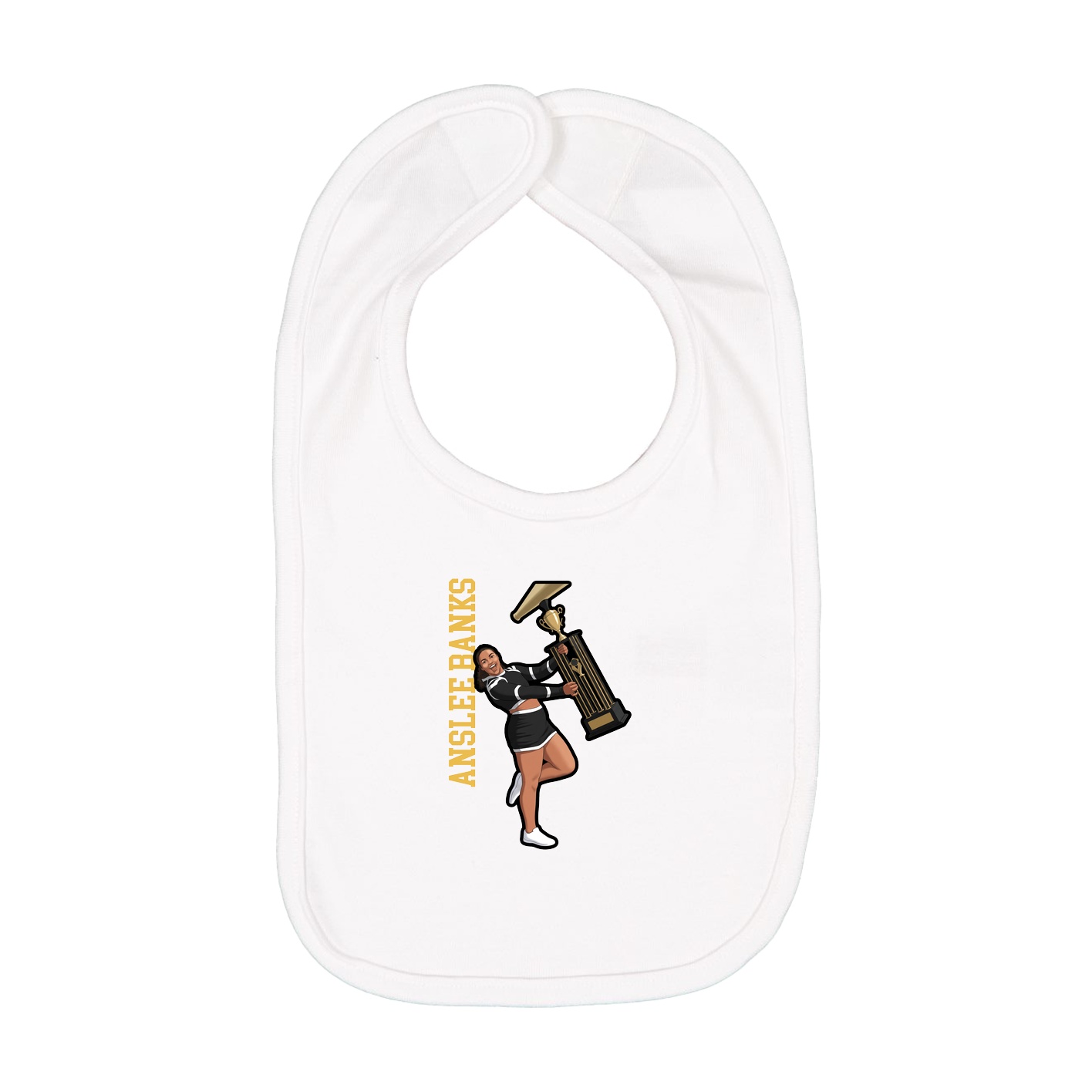 Infant Bib — Name Vertical in White