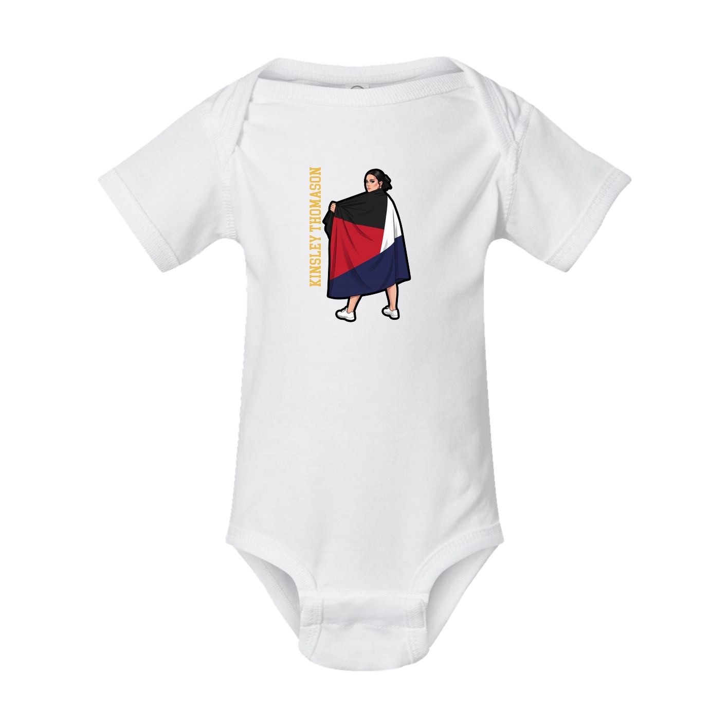 Baby Onesie — Name Vertical in White