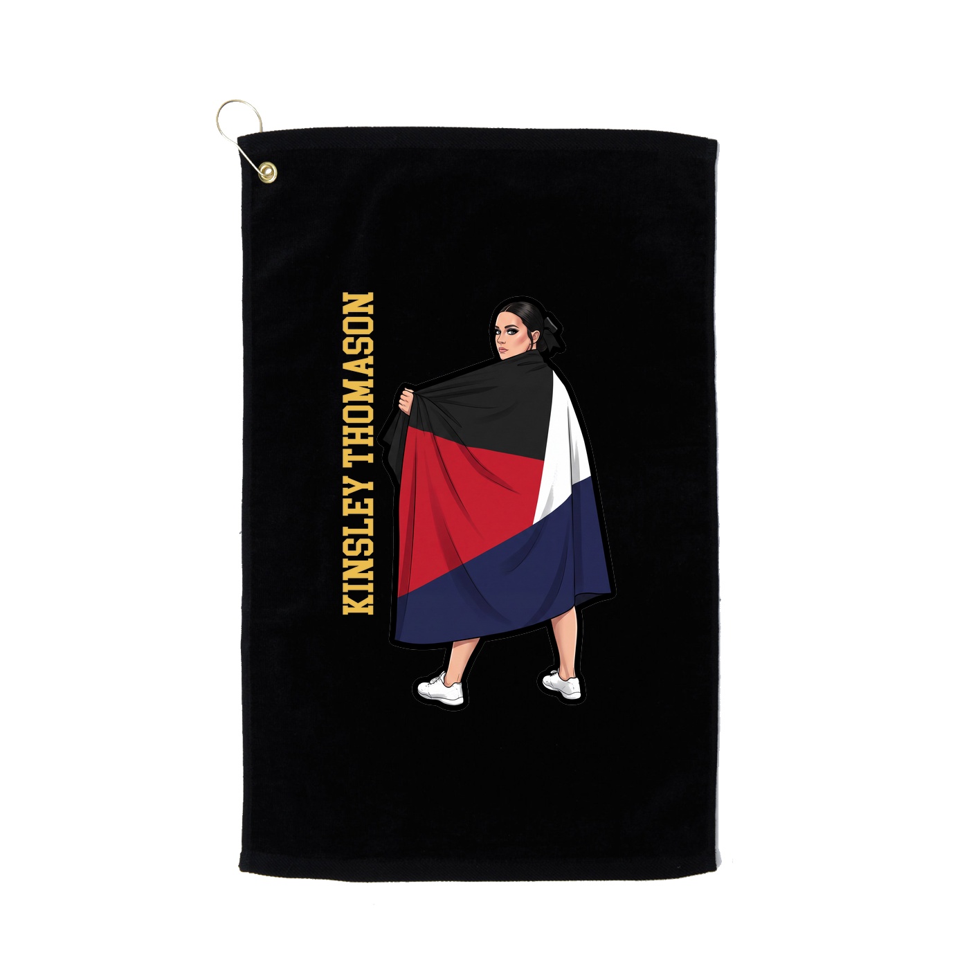 Golf Towel — Name Vertical in Black