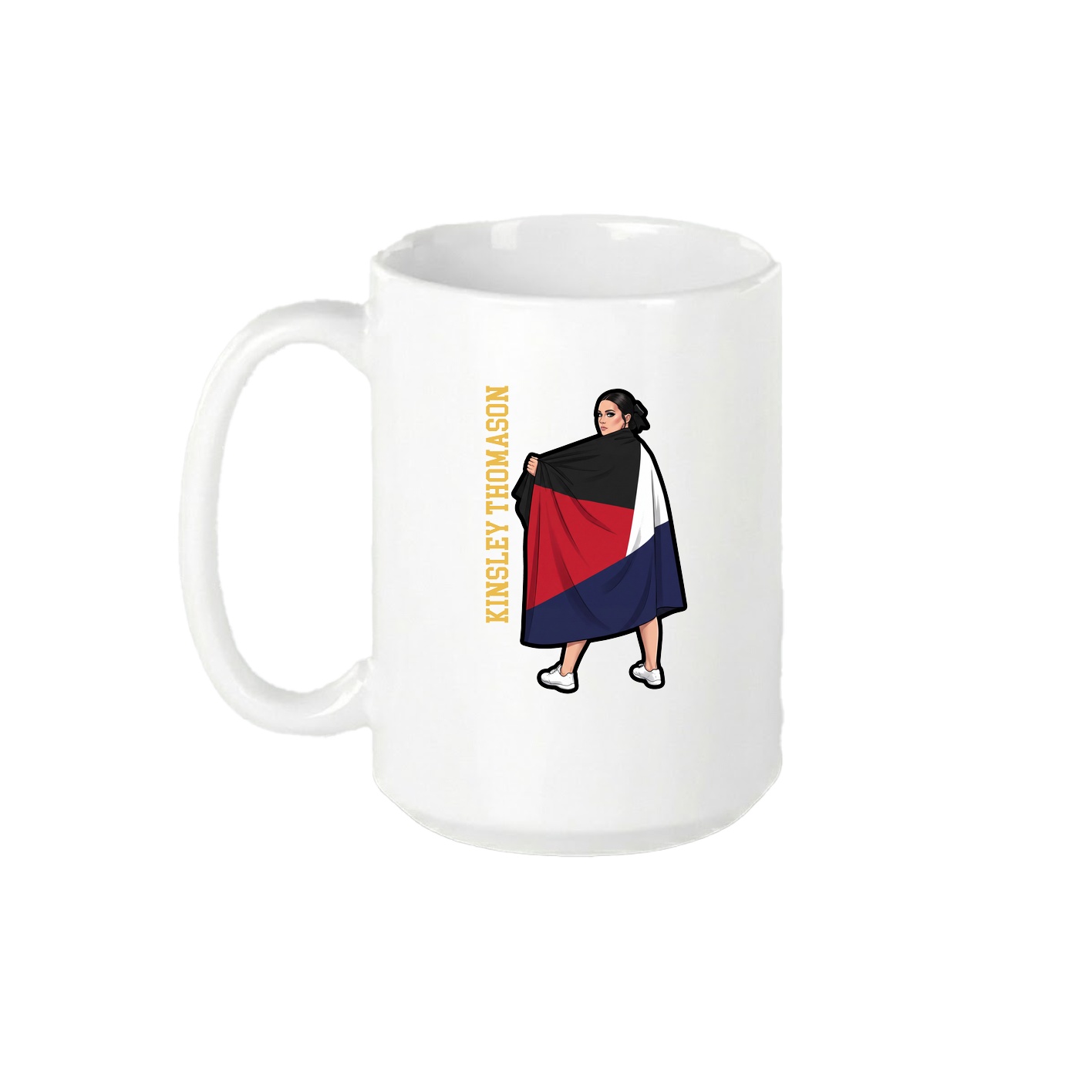 15oz Coffee Mug — Name Vertical in White