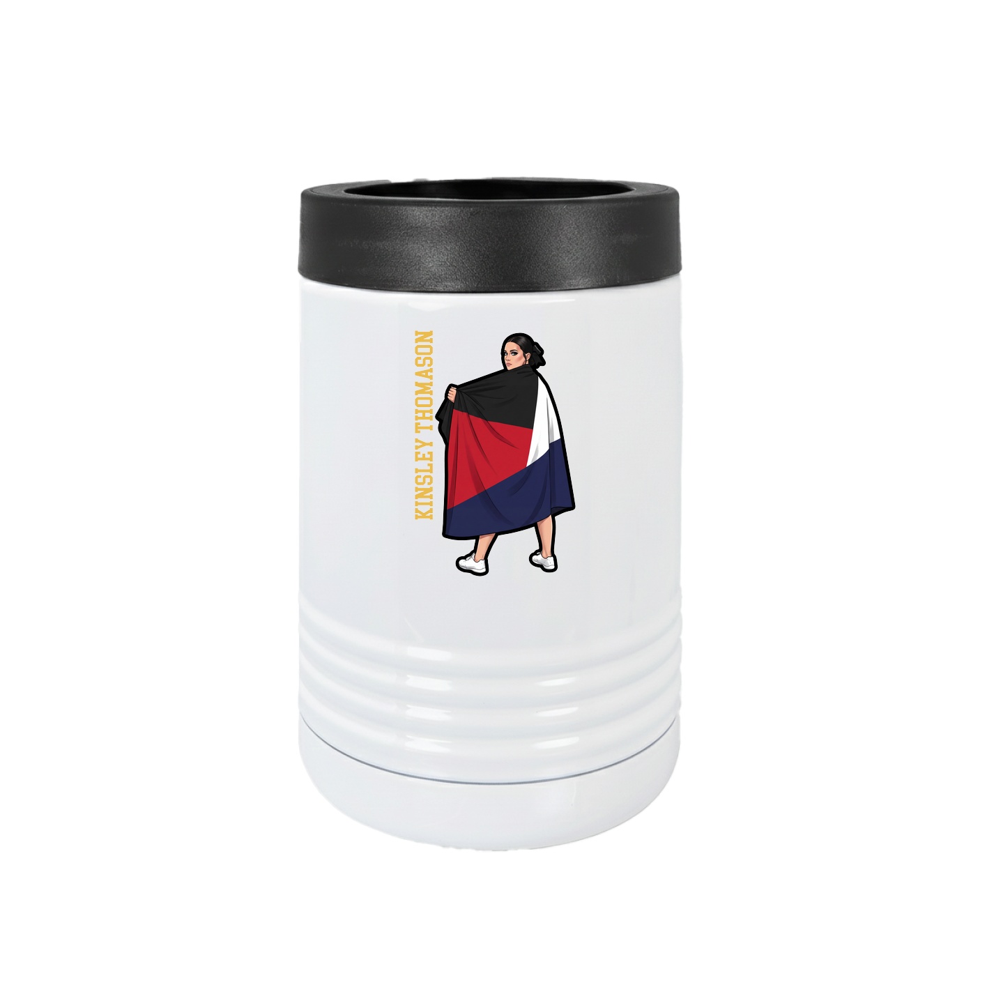 Beverage Holder — Name Vertical in White