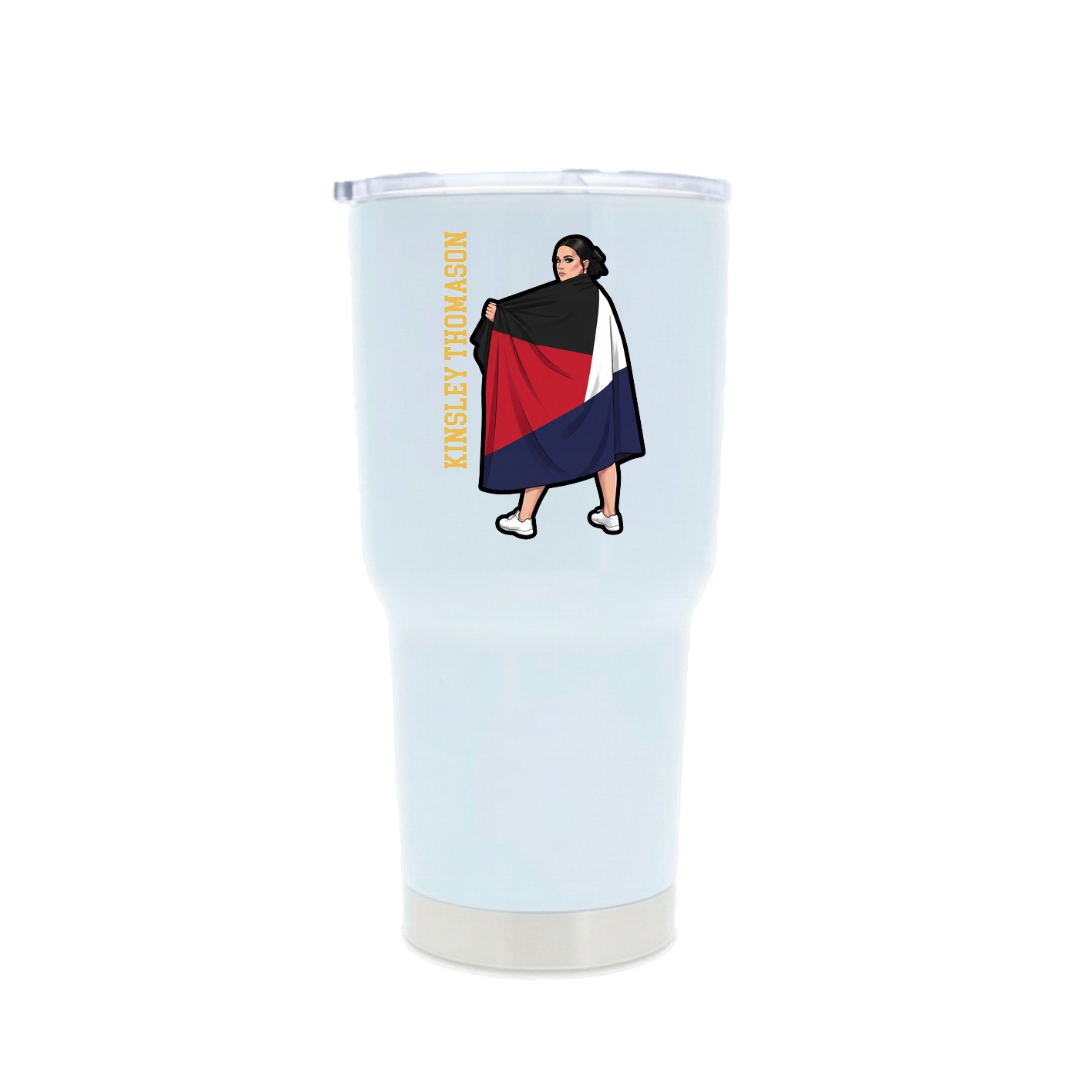 30oz Stainless Steel Tumbler — Name Vertical in White