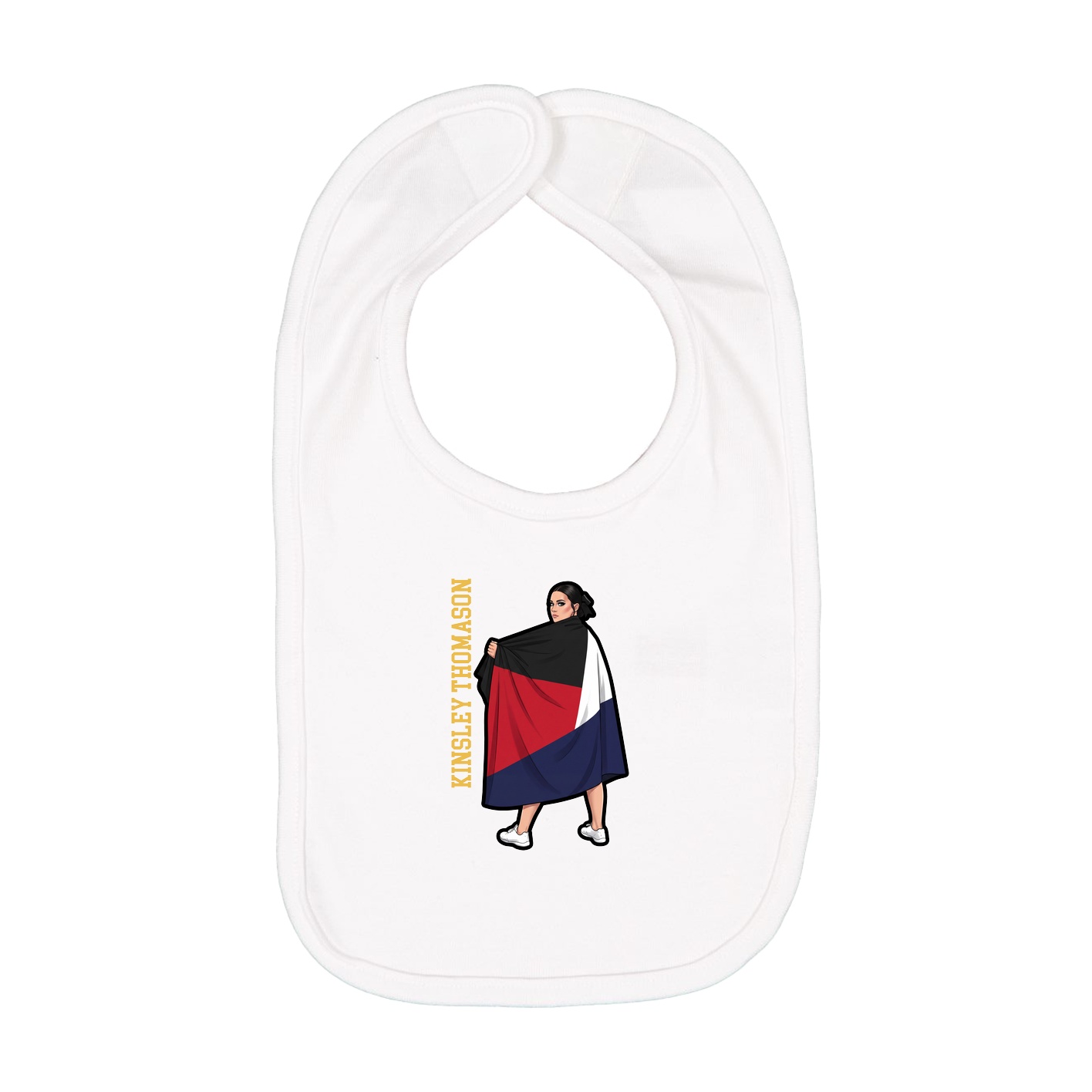 Infant Bib — Name Vertical in White