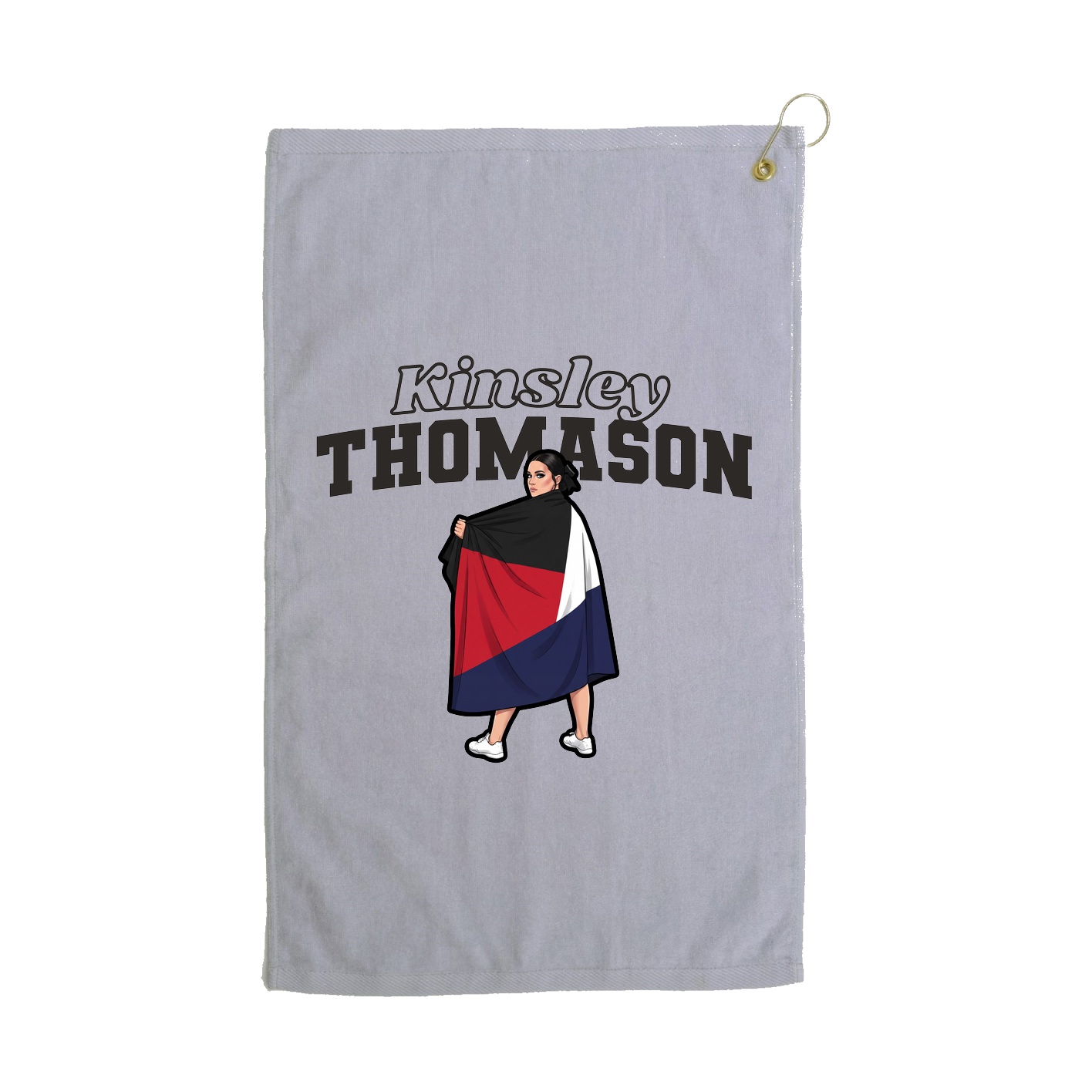 Golf Towel — Name Arch in Grey