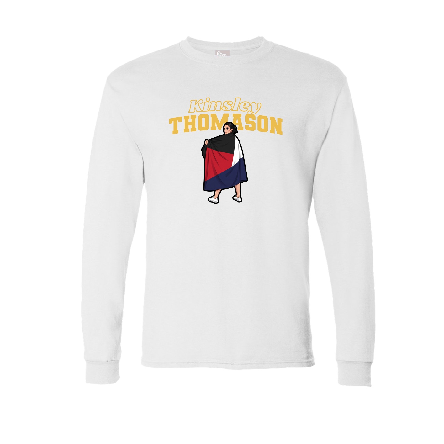 Long Sleeve Tee — Name Arch in White
