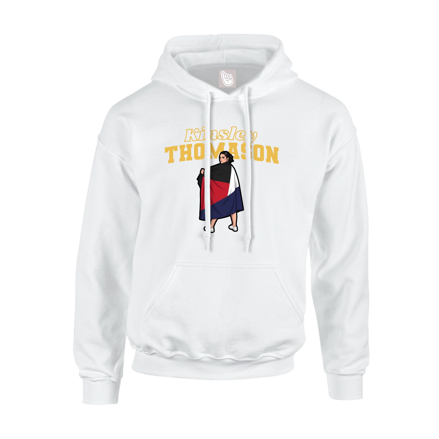 Youth Hoodie — Name Arch in White
