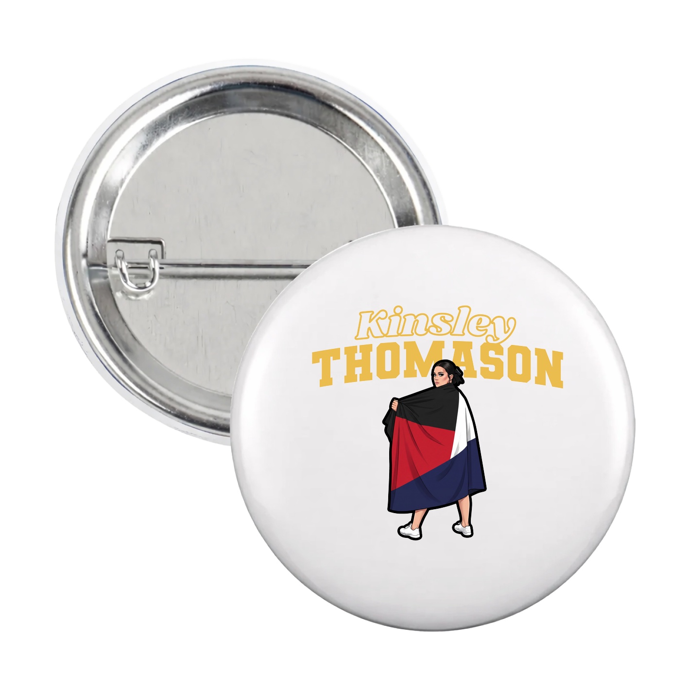 Game Day Button — Name Arch in White