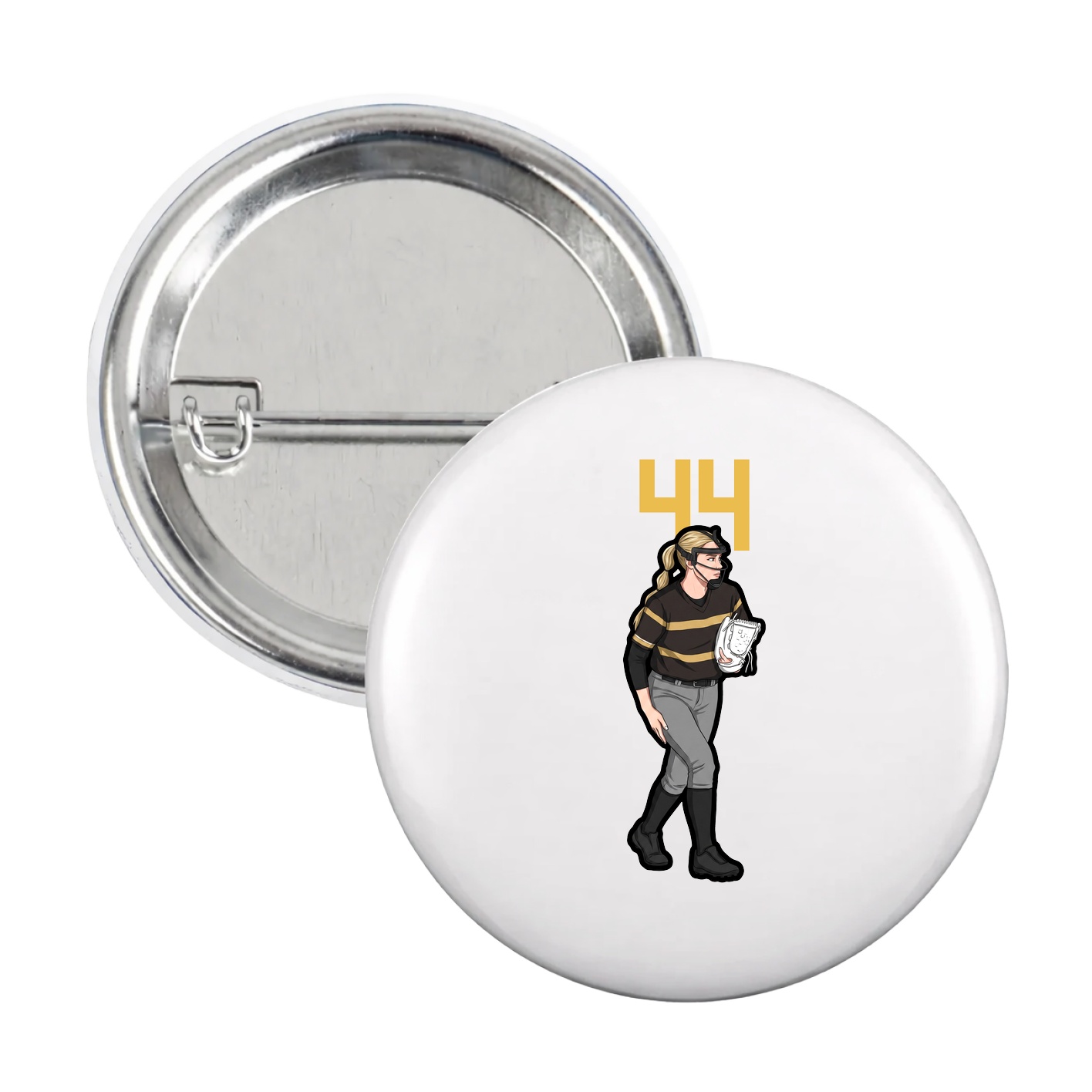 Game Day Button — Number Top in White