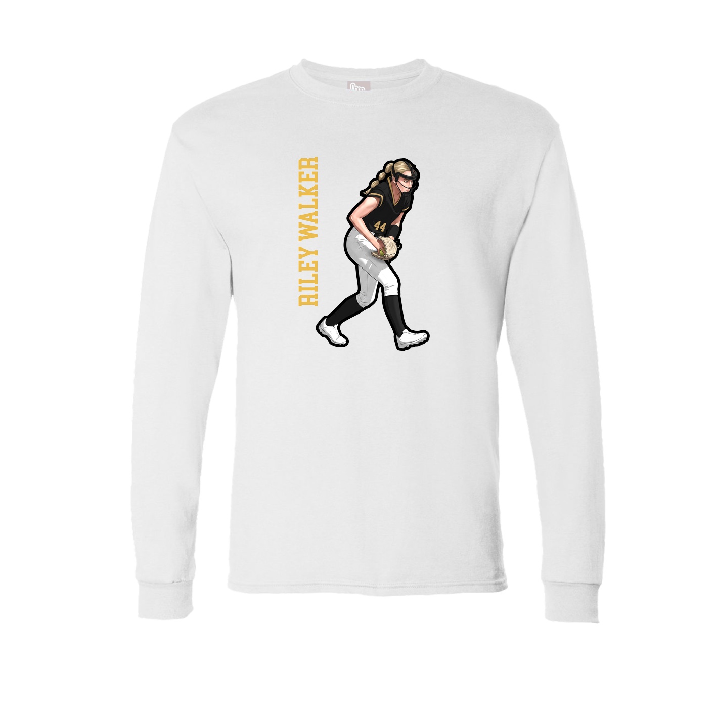 Long Sleeve Tee — Name Vertical in White