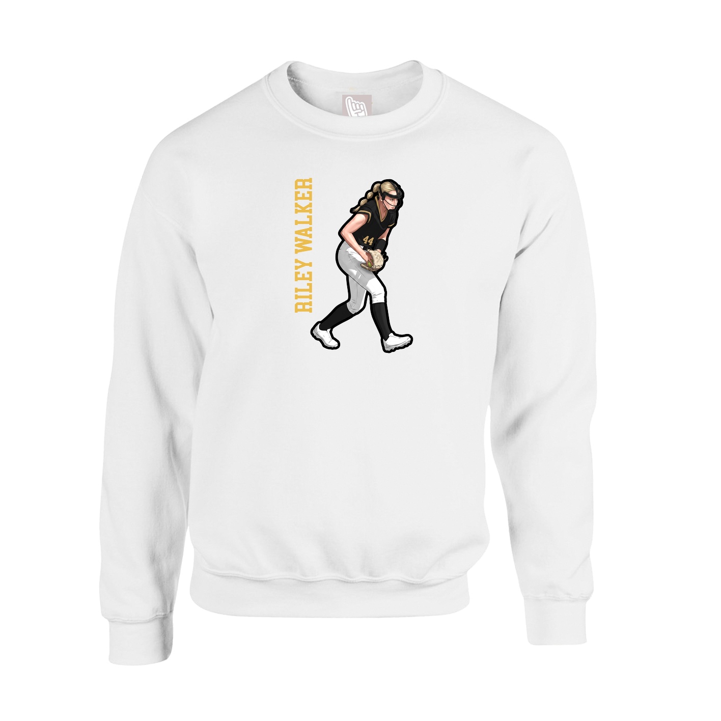 Fleece Crew — Name Vertical in White