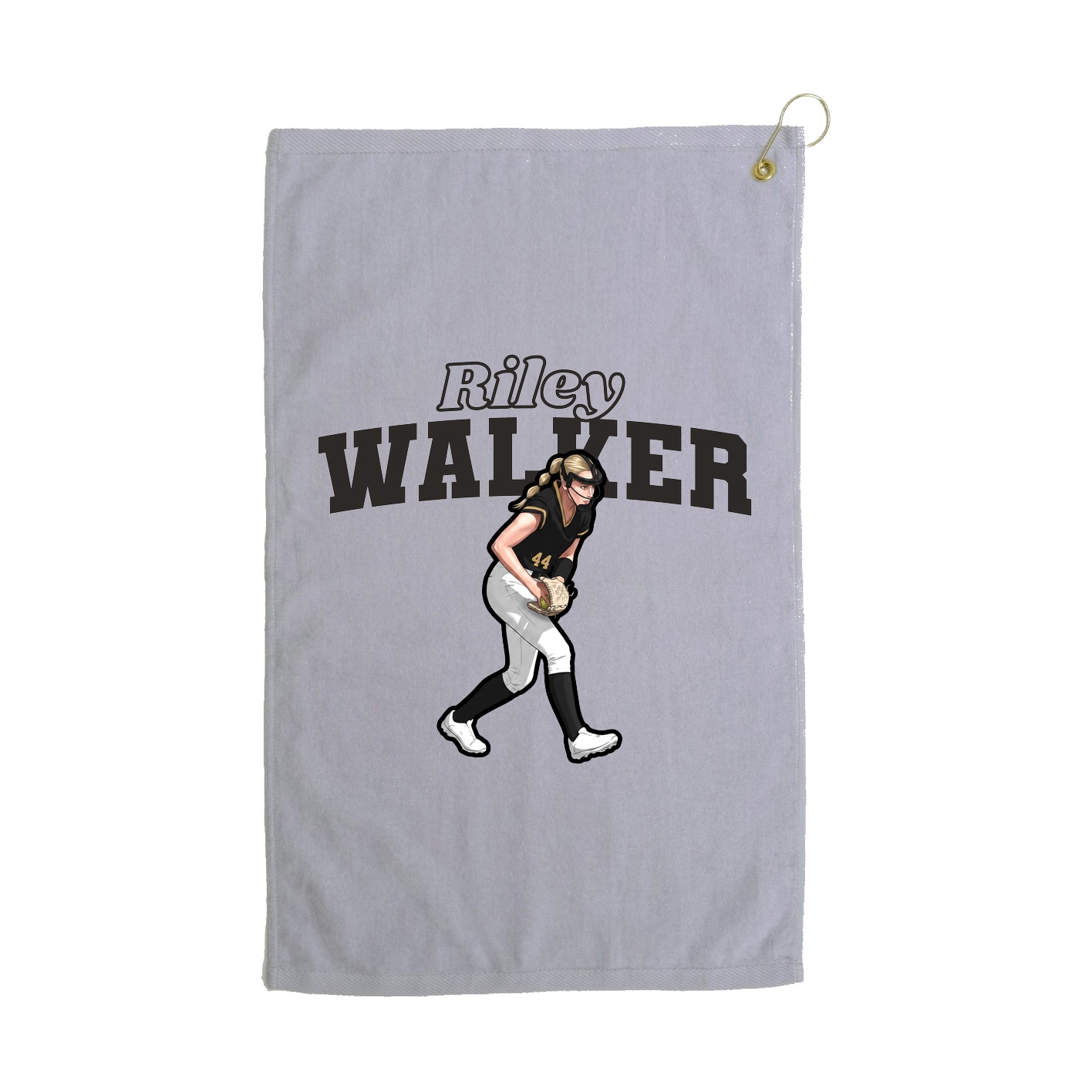 Golf Towel — Name Arch in Grey