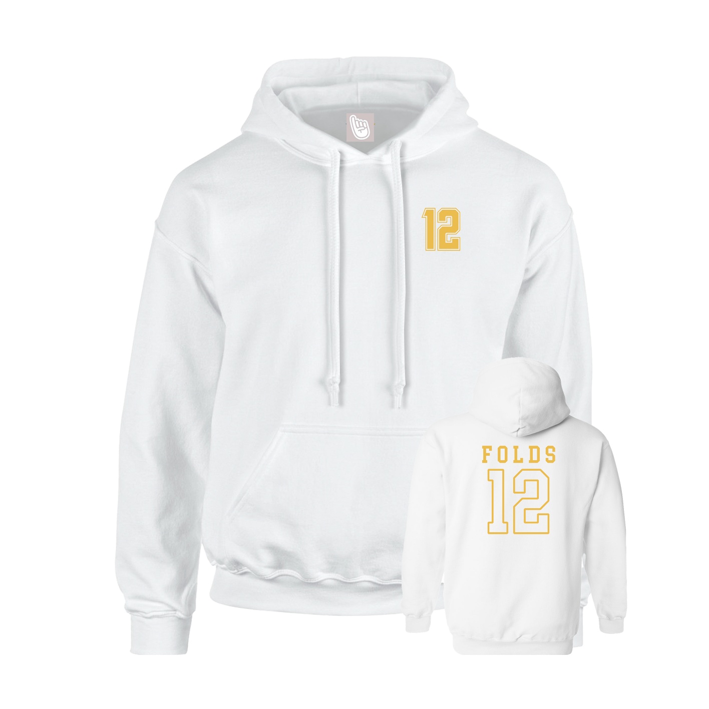 Youth Hoodie — Chest Back in White