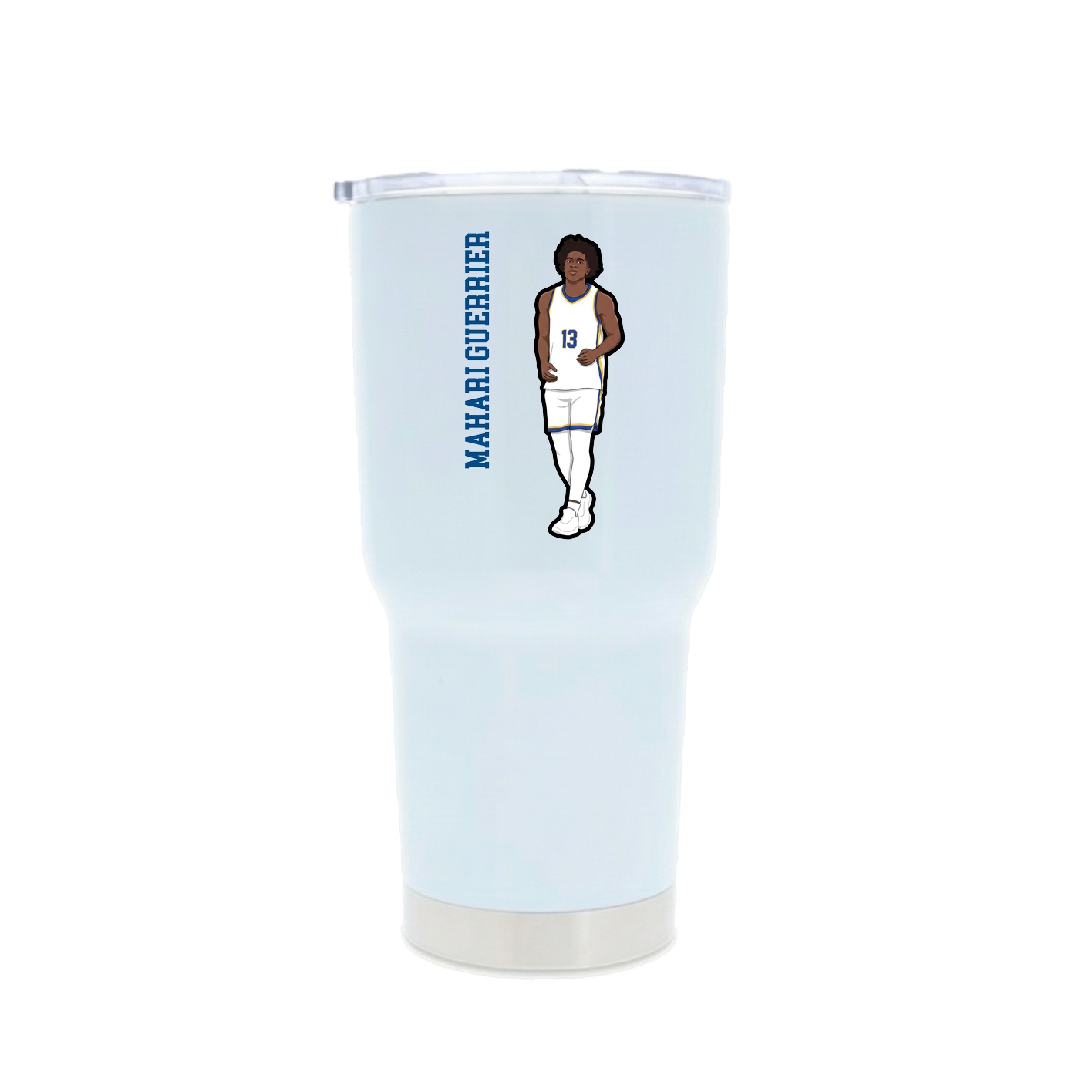 30oz Stainless Steel Tumbler — Name Vertical in White