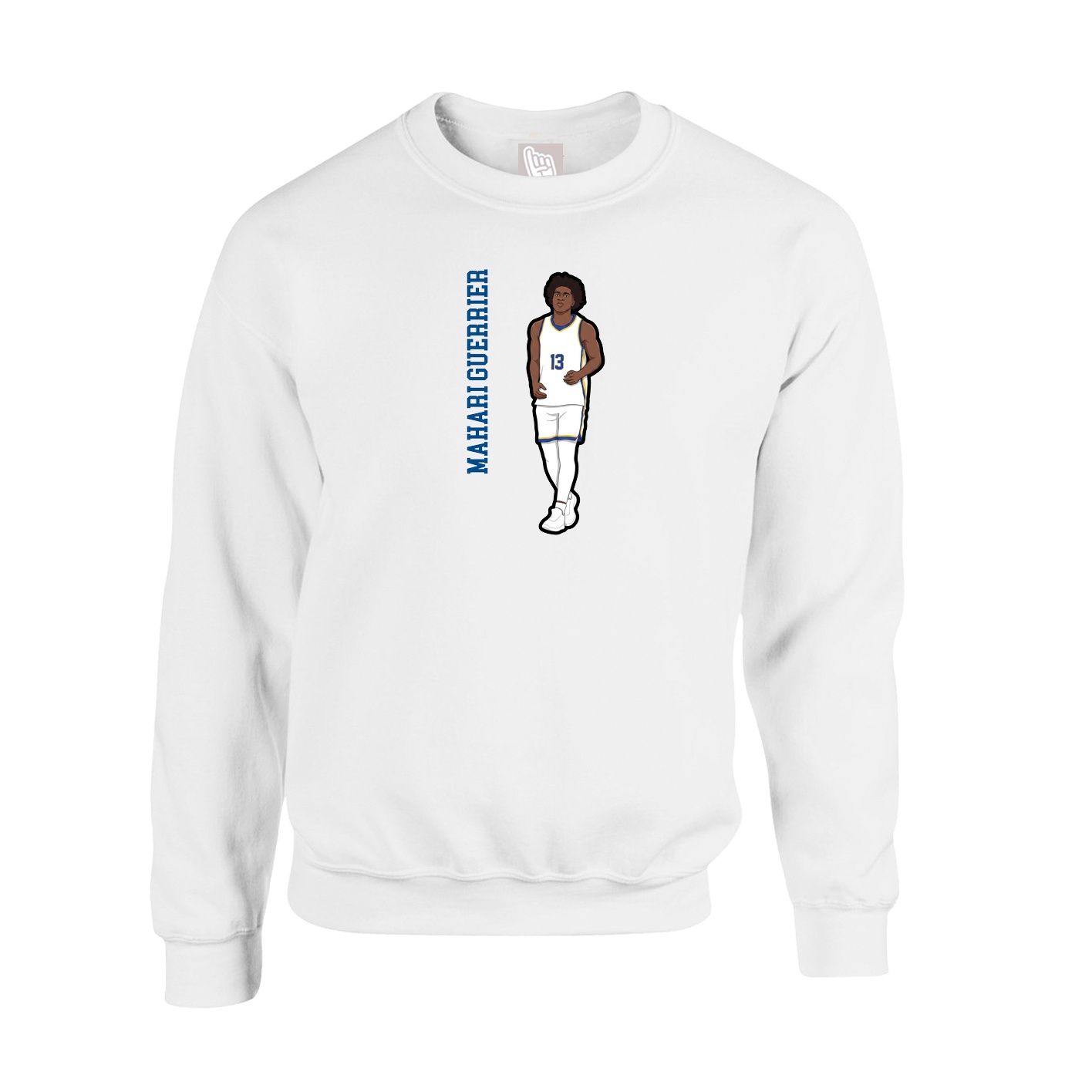 Fleece Crew — Name Vertical in White