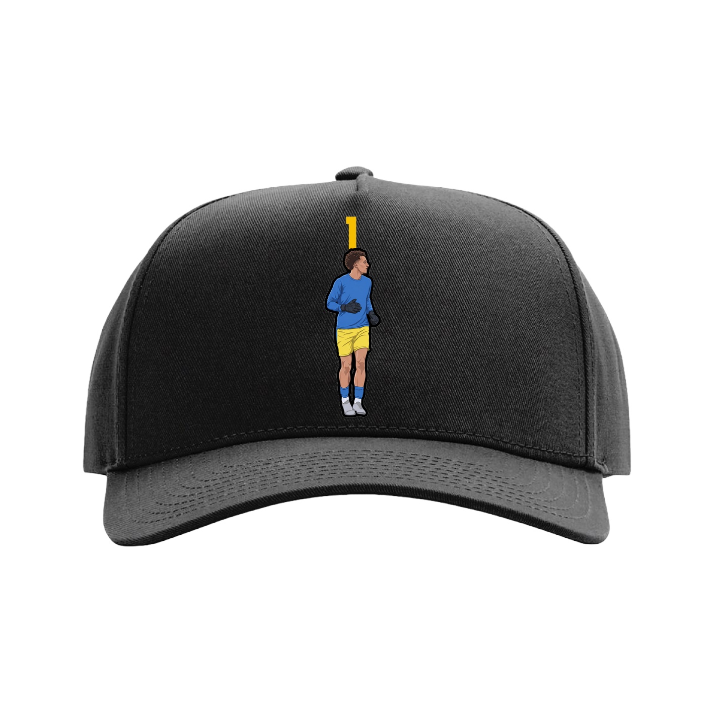 Full Fabric Five-Panel Champ Cap — Number Top in Black