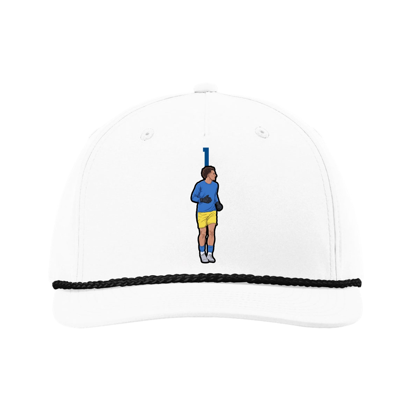 Five-Panel Classic Rope Cap — Number Top in White