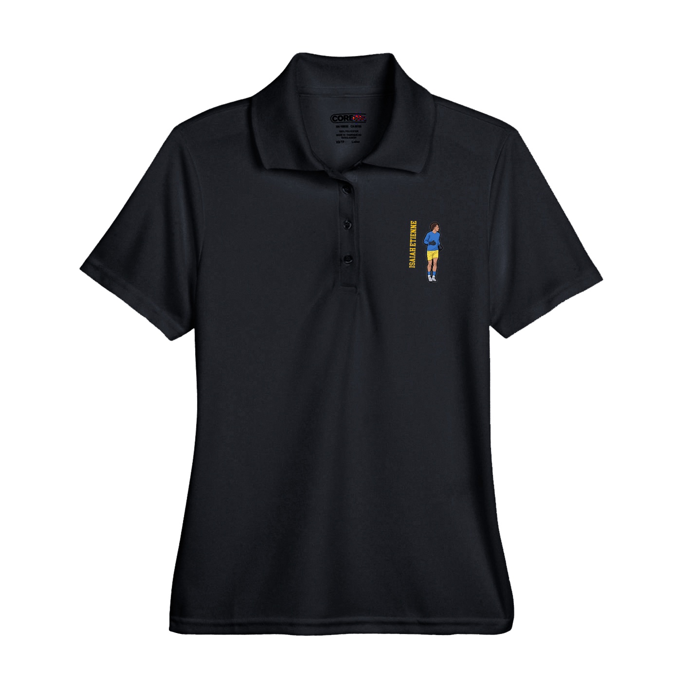 Womens Performance Polo — Name Vertical in Black