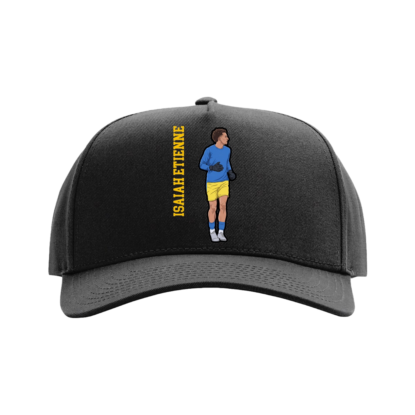Full Fabric Five-Panel Champ Cap — Name Vertical in Black
