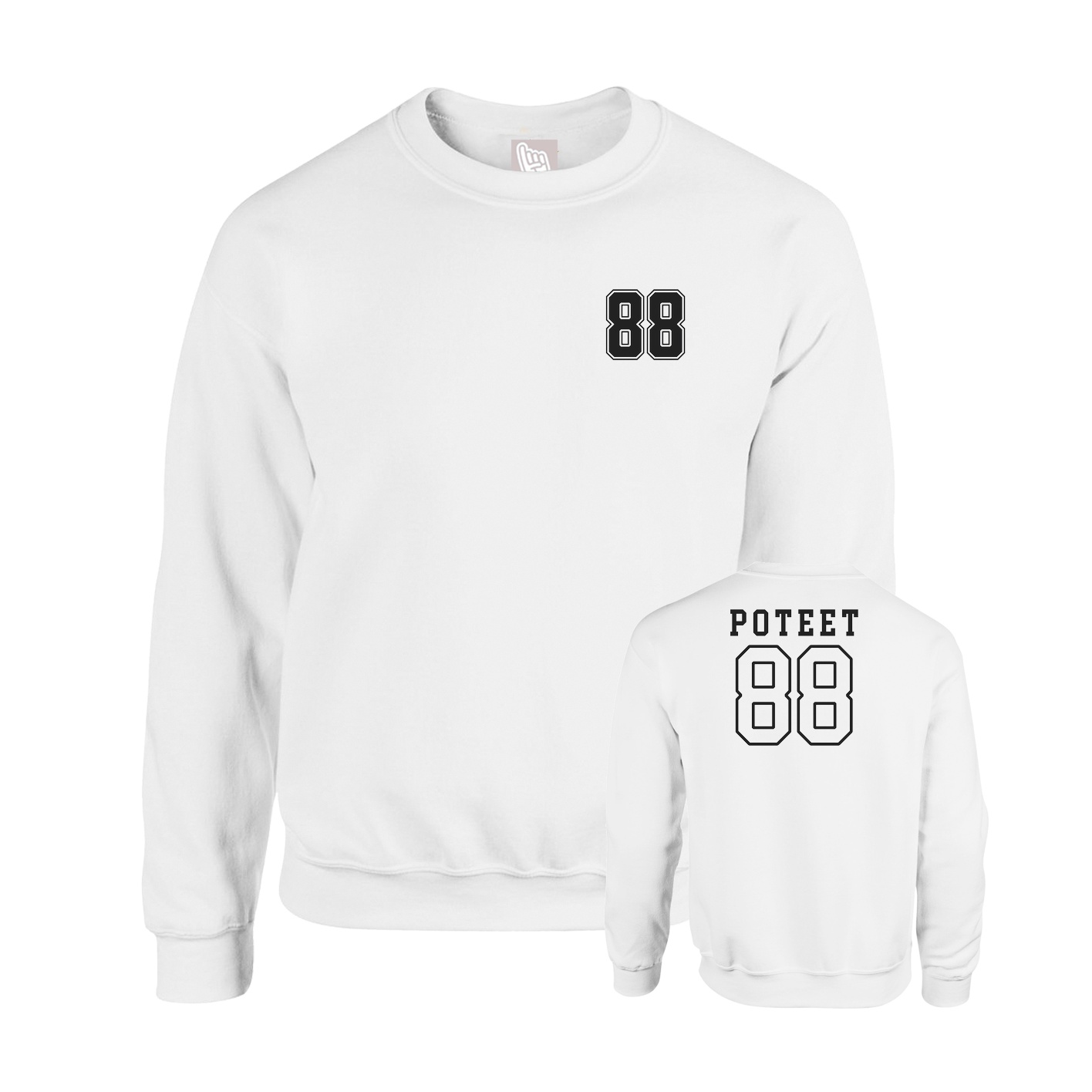 Fleece Crew — Chest Back in White