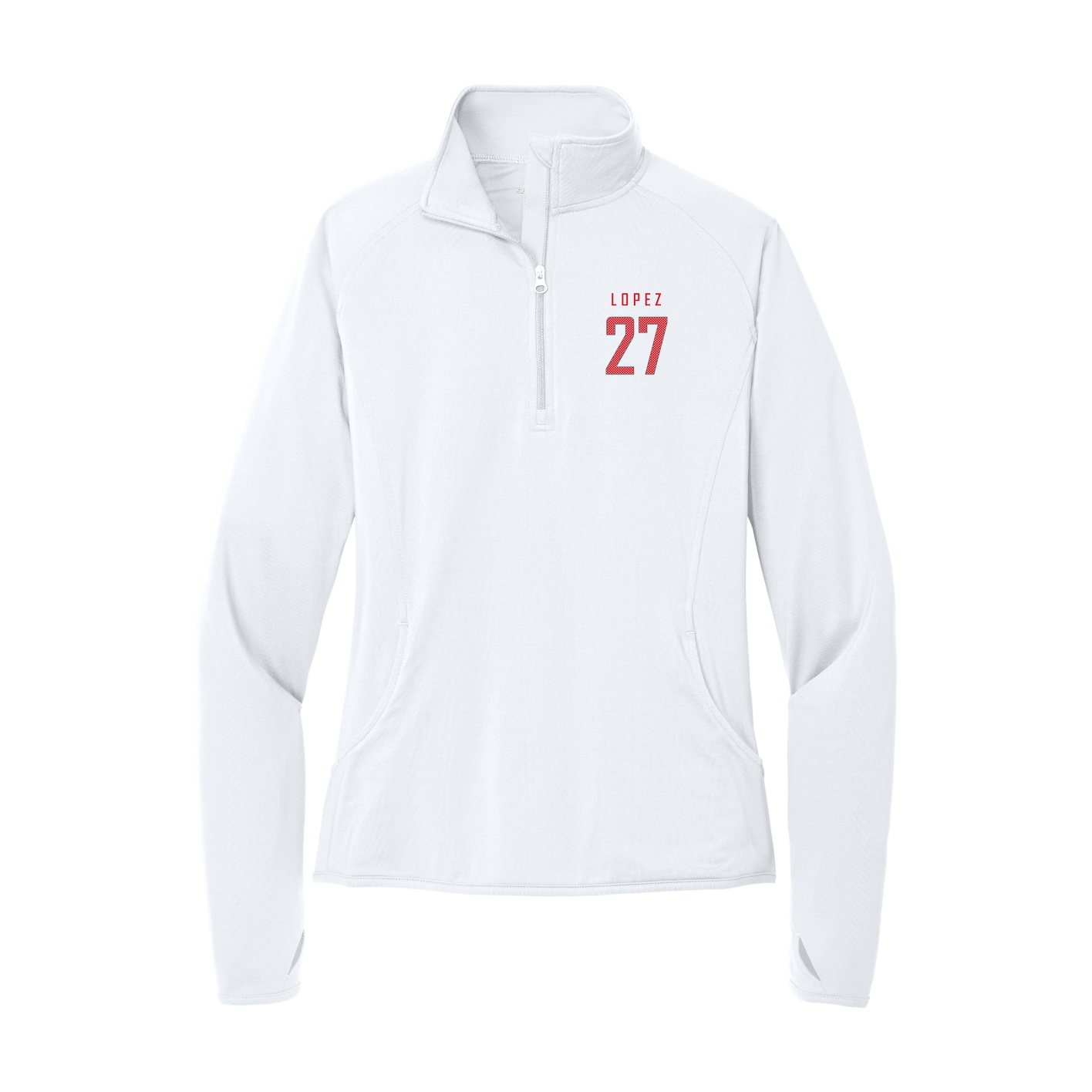 Women's Q-Zip Pullover — Mesh Shirsey in White
