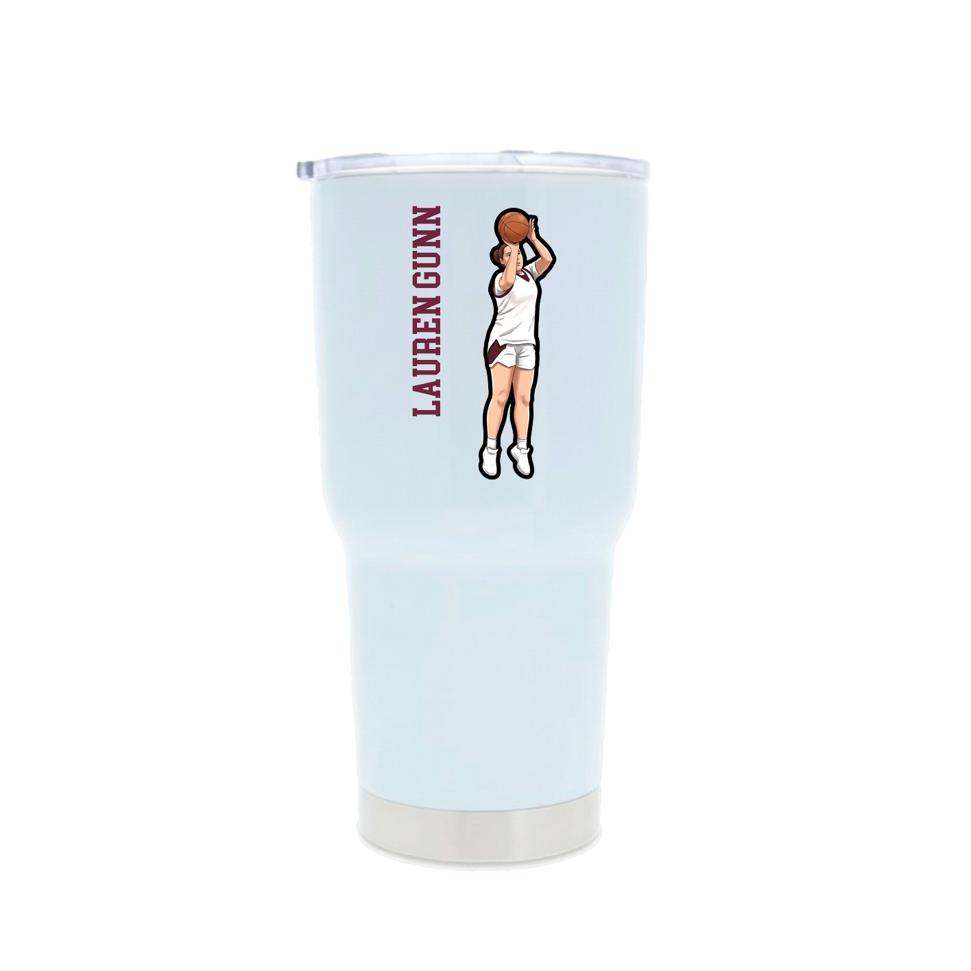 30oz Stainless Steel Tumbler — Name Vertical in White