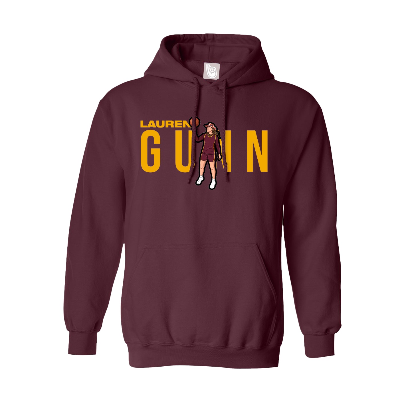 Youth Hoodie — Player Name in Maroon