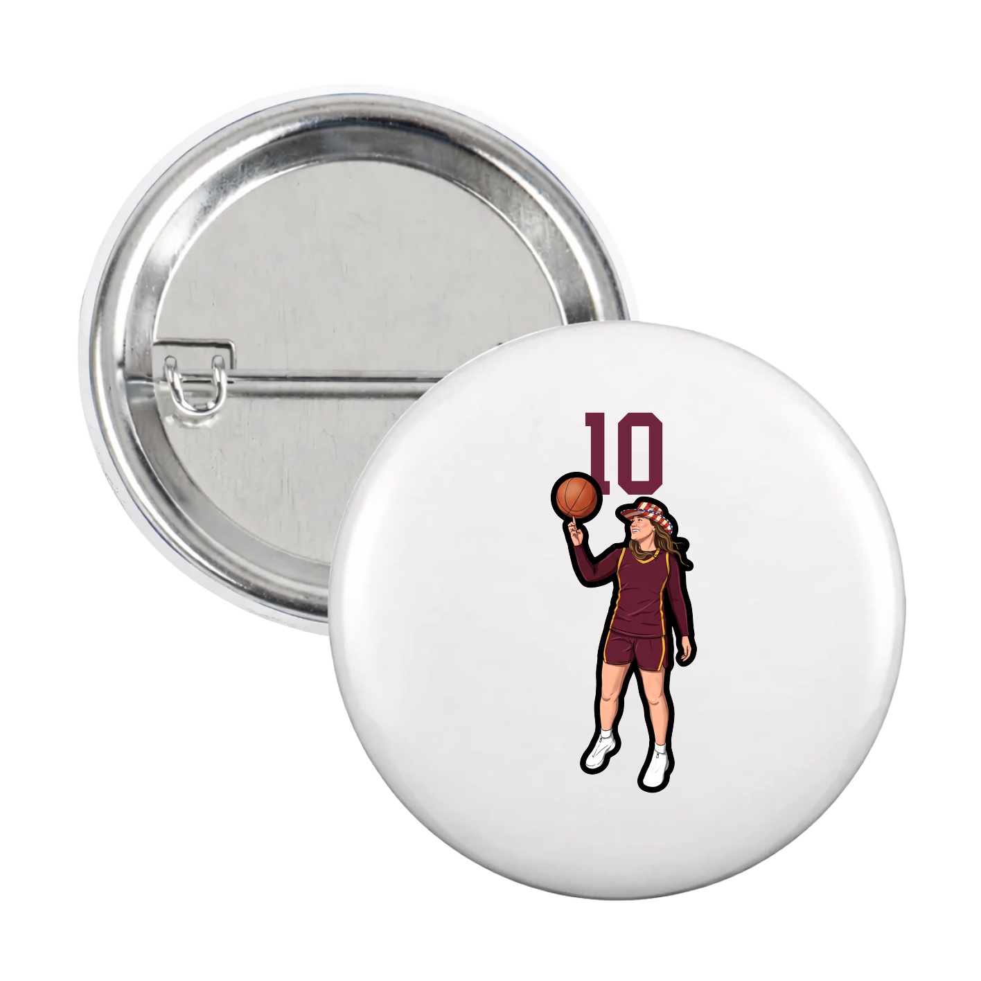Game Day Button — Number Top in White
