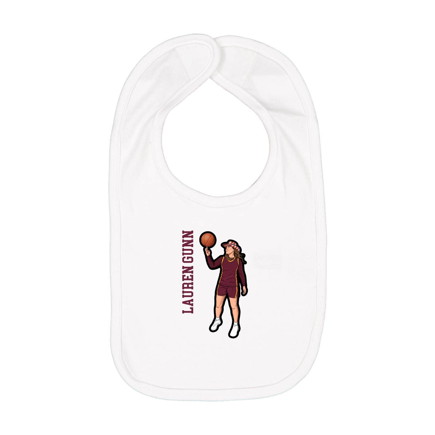 Infant Bib — Name Vertical in White