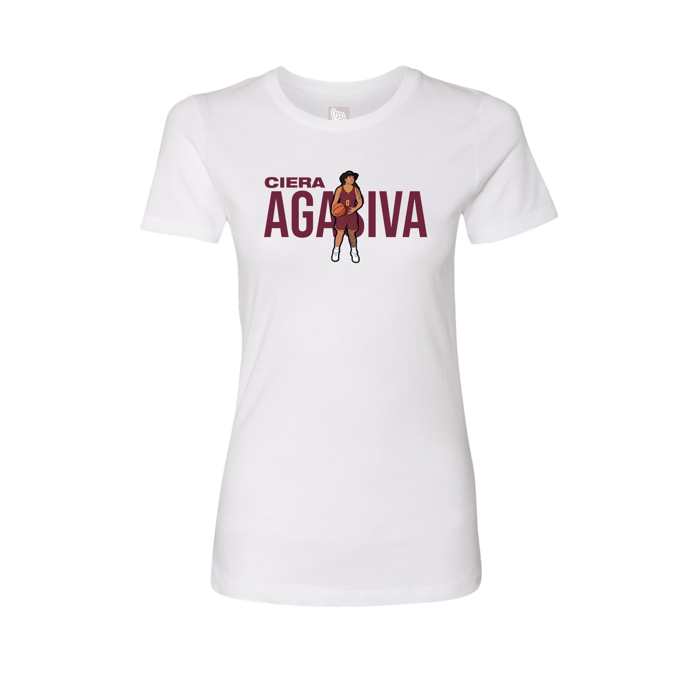 Fitted Women's Tee — Player Name in White