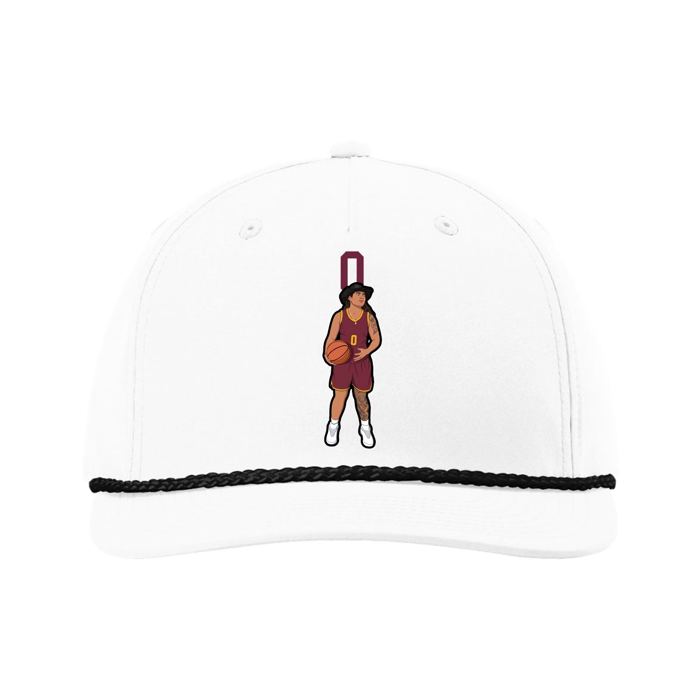 Five-Panel Classic Rope Cap — Number Top in White