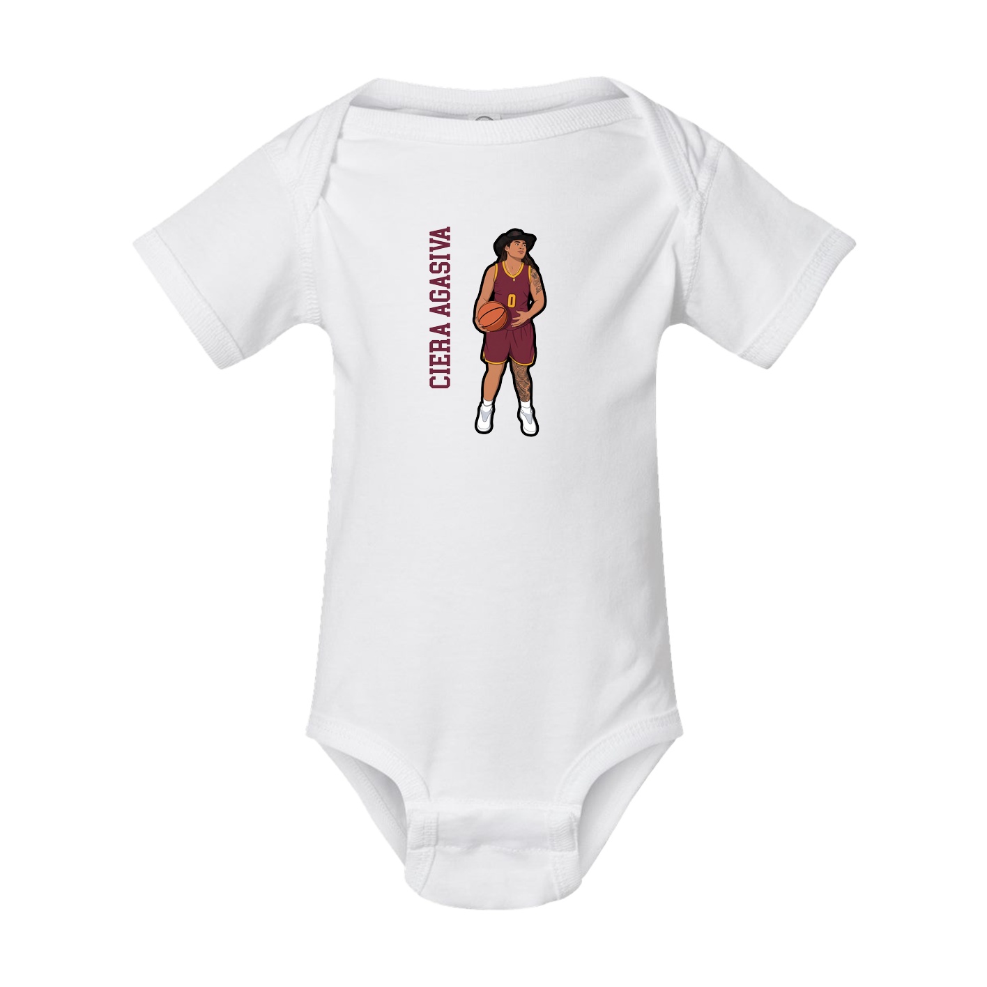 Baby Onesie — Name Vertical in White