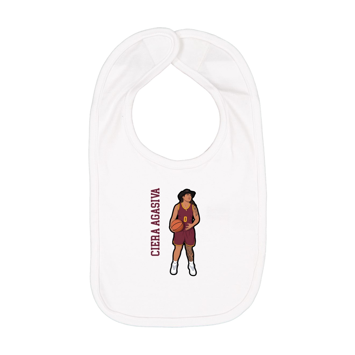 Infant Bib — Name Vertical in White