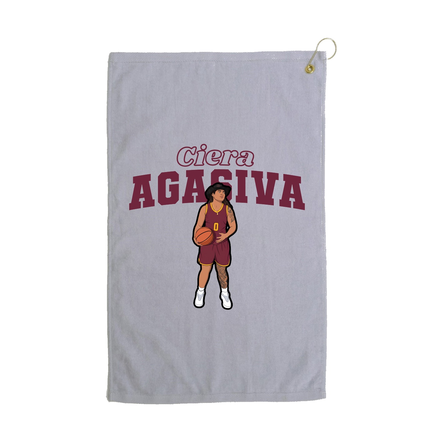 Golf Towel — Name Arch in Grey