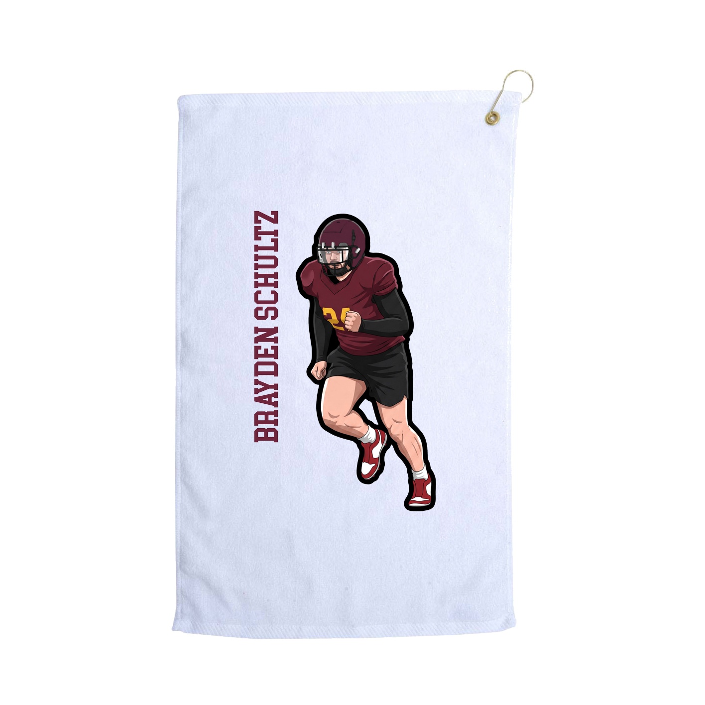 Golf Towel — Name Vertical in White