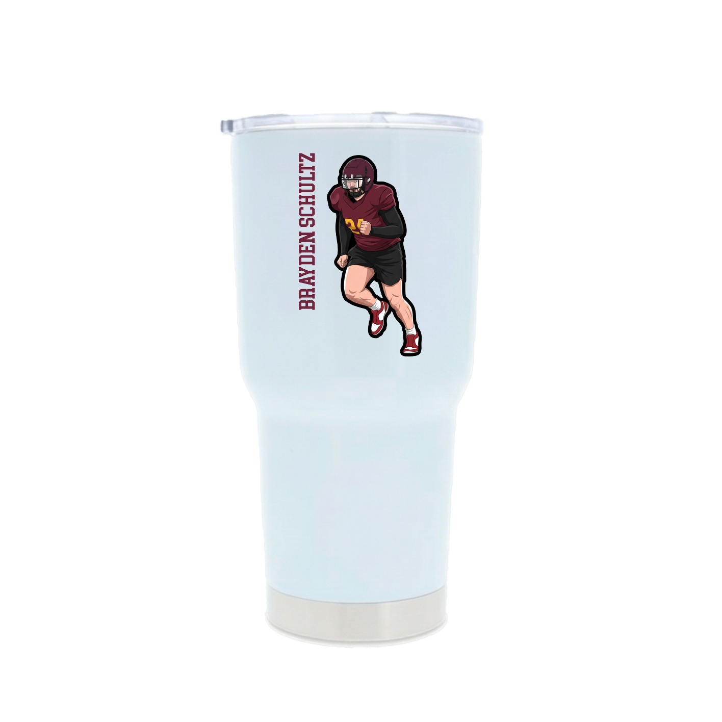 30oz Stainless Steel Tumbler — Name Vertical in White