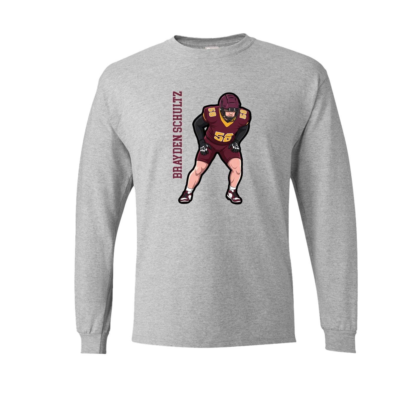 Long Sleeve Tee — Name Vertical in Grey