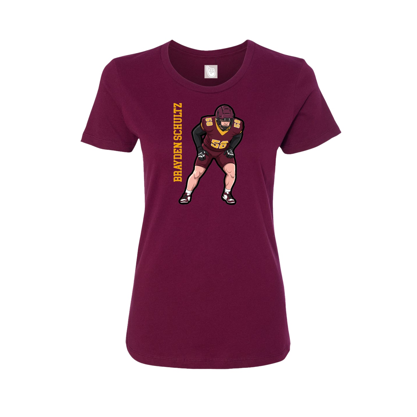 Womens Tee — Name Vertical in Maroon