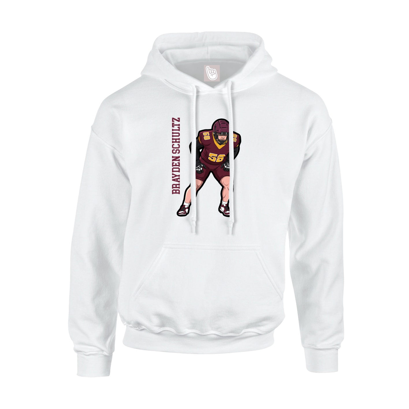 Youth Hoodie — Name Vertical in White