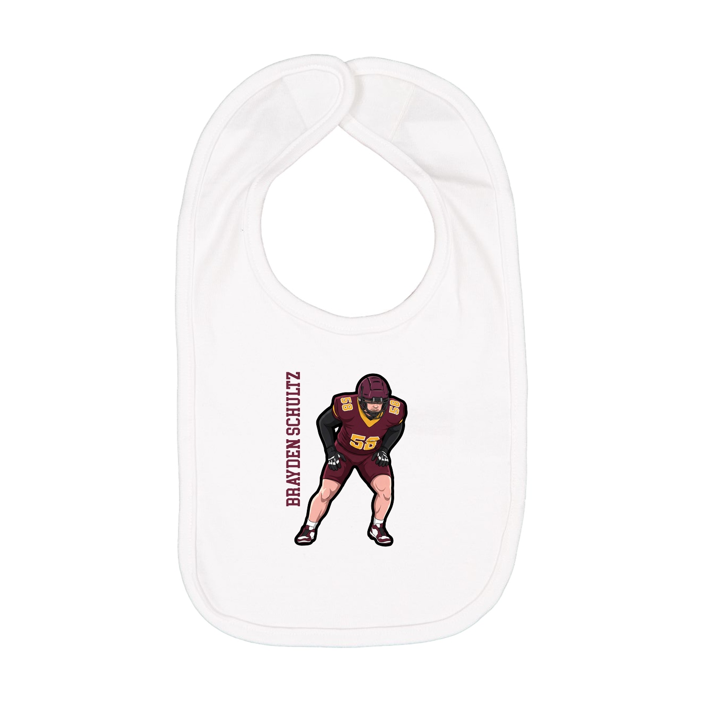 Infant Bib — Name Vertical in White