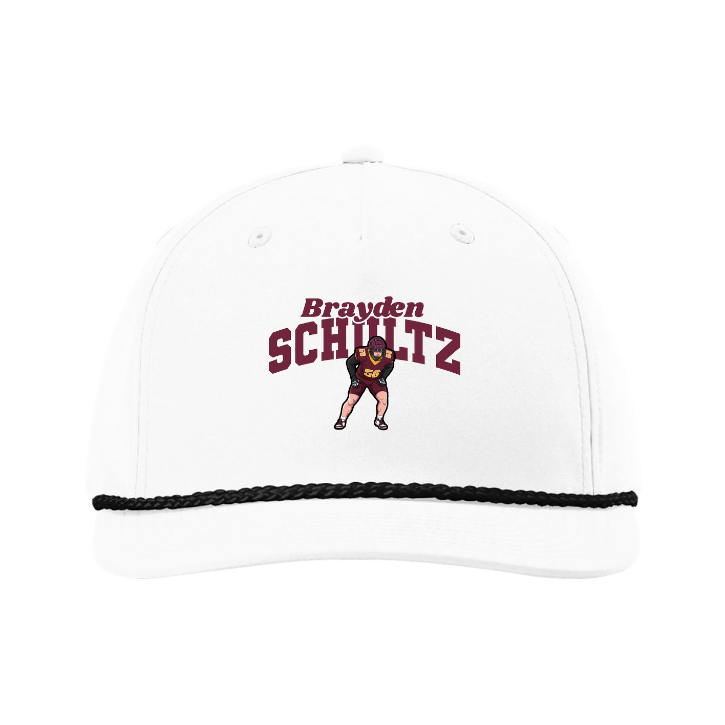 Five-Panel Classic Rope Cap — Signature Arch in White