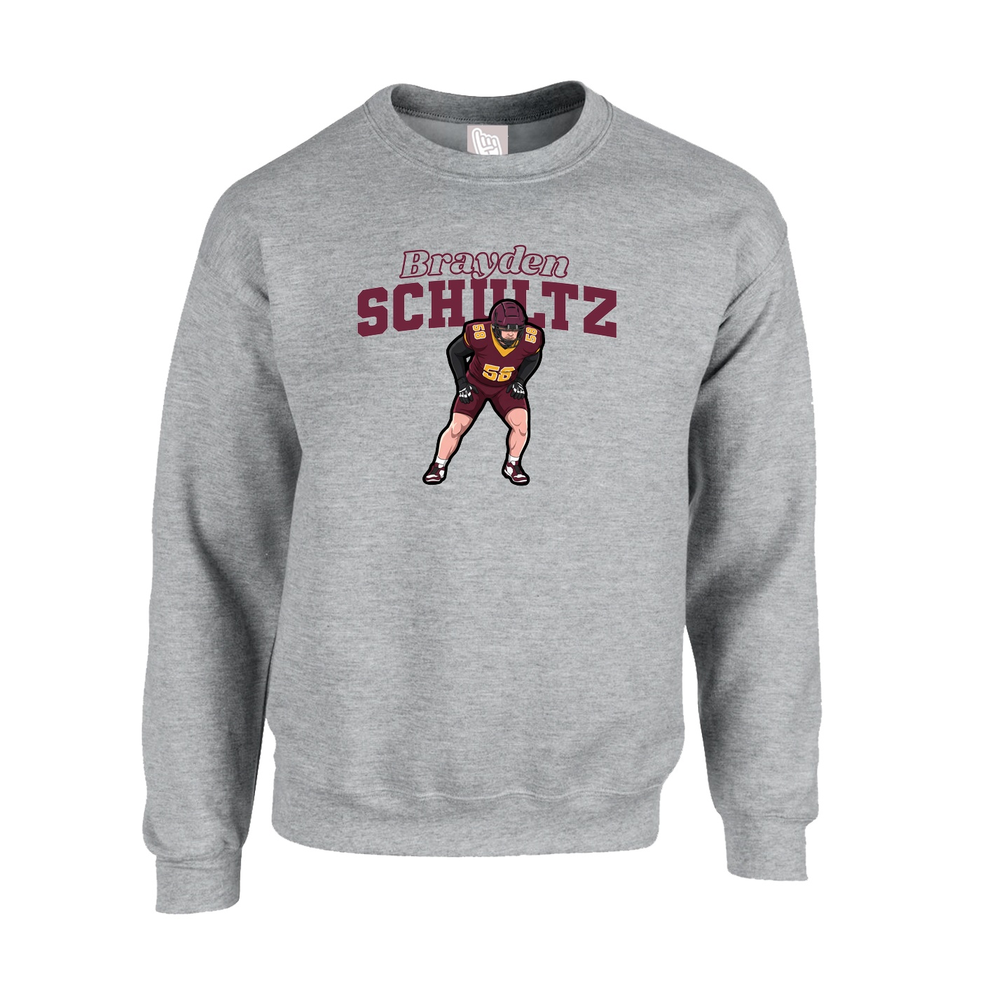 Fleece Crew — Name Arch in Grey