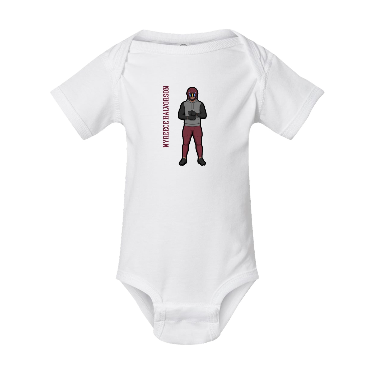 Baby Onesie — Name Vertical in White