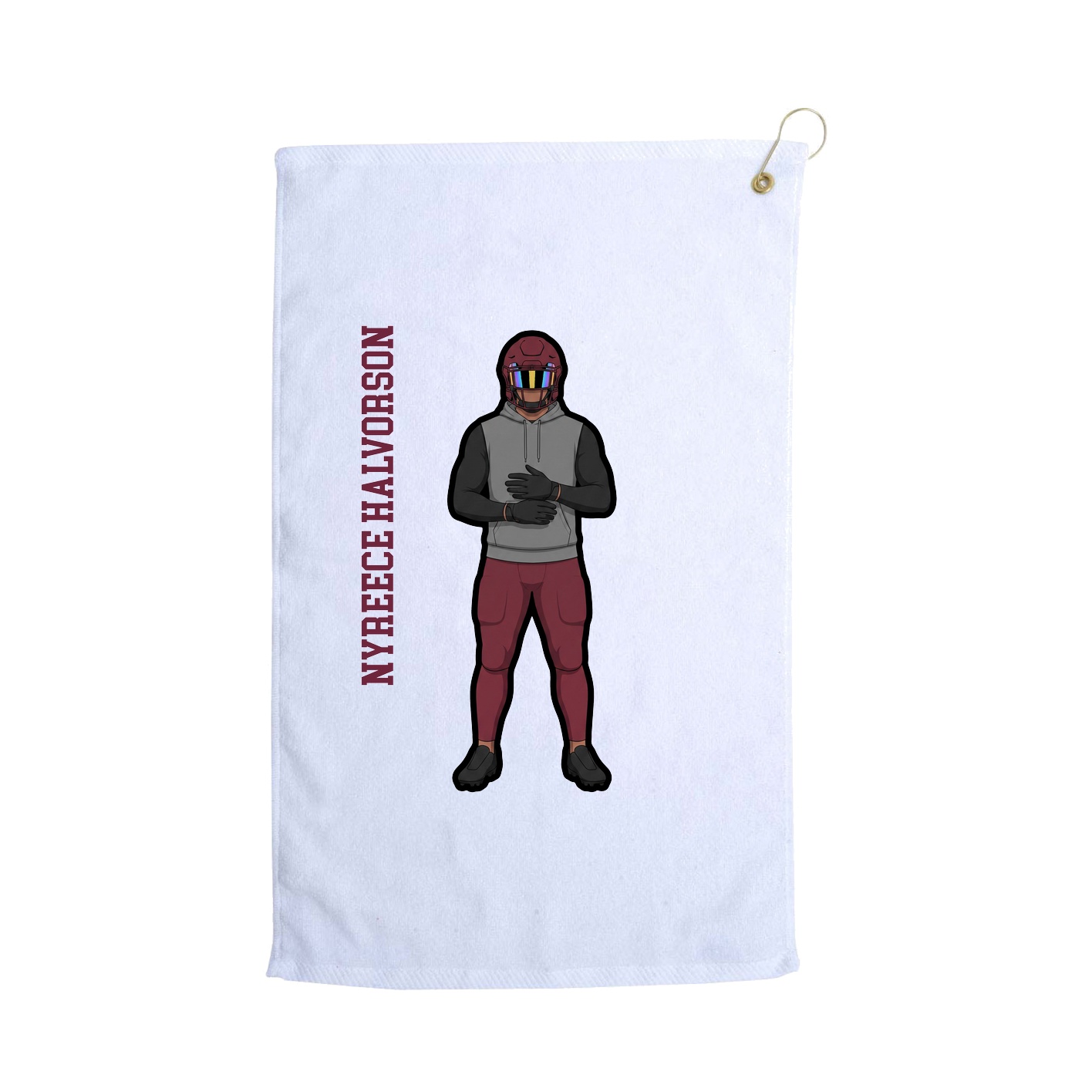 Golf Towel — Name Vertical in White
